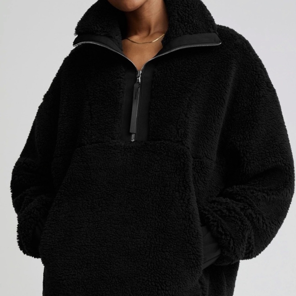 Varley Appleton Half Zip Pullover Sherpa Sweater Black